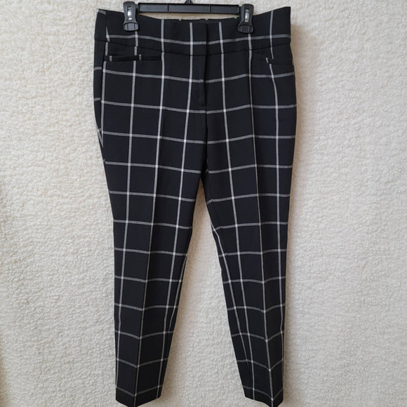 LOFT Pants - Loft Dress Pants Womens 12 Marisa Skinny Black Grey Striped 36X27 Stretch Blend